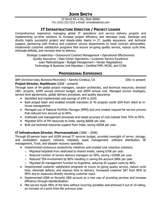 Project Director Resume Sample & Template