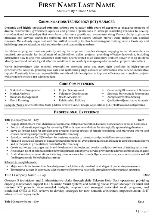 Communications Manager Resume Sample & Template