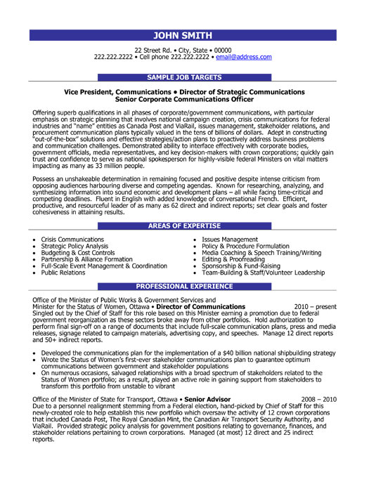 Communications Director Resume Sample & Template