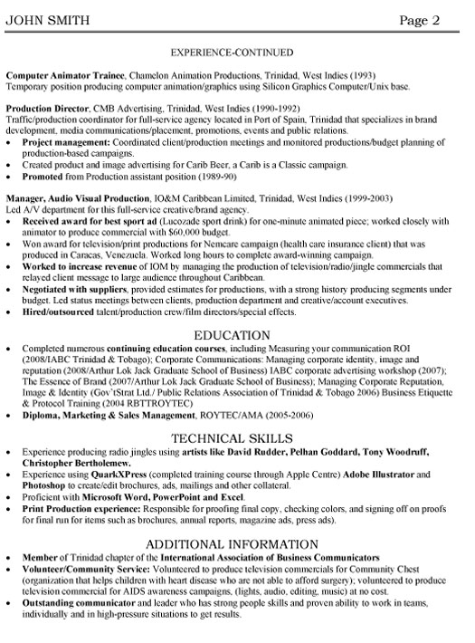 Account Manager Resume Sample & Template Page 2