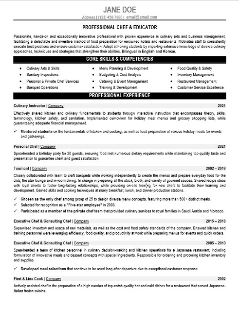 Executive Chef Resume Examples - Professional Chef Resume Sample1 