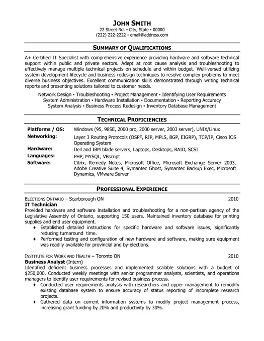 Professional It Resume from www.resumetarget.ca