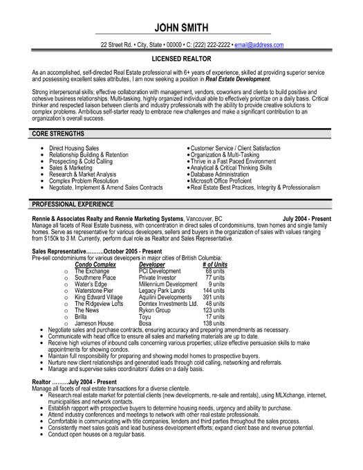 Licensed Realtor Resume Sample & Template