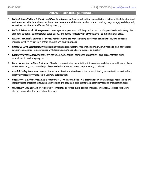 Pharmacist Resume Sample & Template Page 2