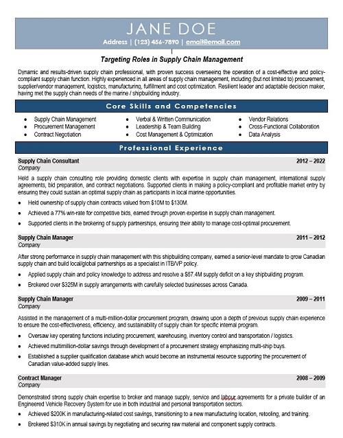 Supply Chain Consultant Resume Sample & Template