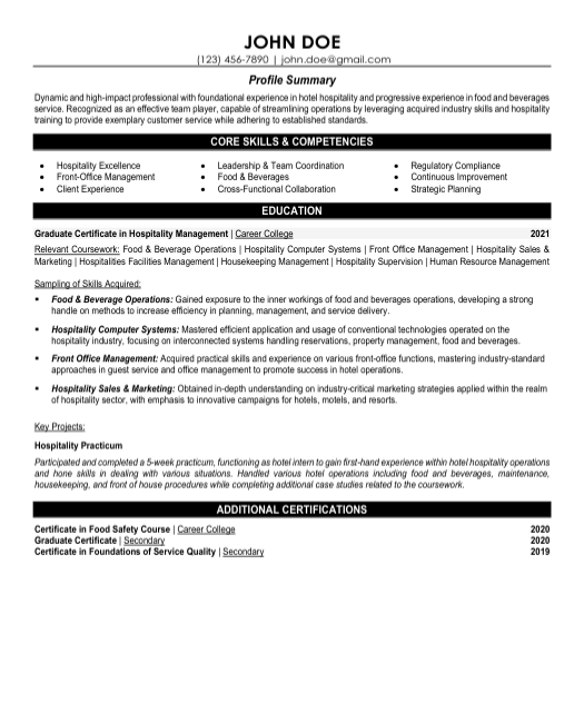 Front Desk Agent Resume Sample & Template
