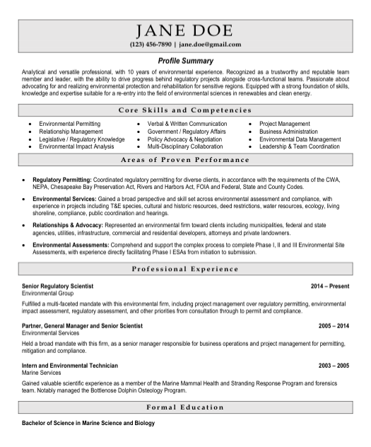 Regulatory Scientist Resume Sample & Template
