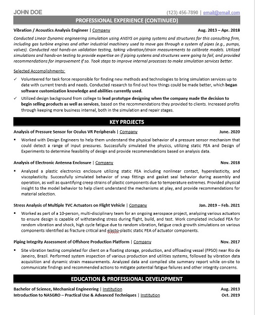 FEA Engineer Resume Sample & Template Page 2