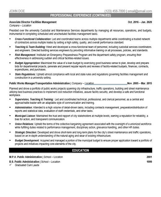 transportation director resume sample & Template Page 2