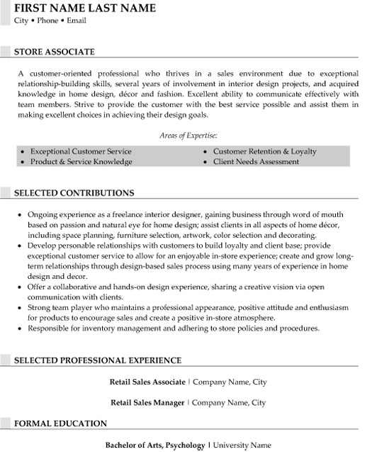 Store Associate Resume Sample & Template