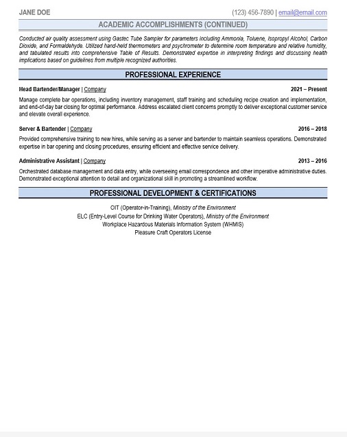 Environmental Field Coordinator Resume Sample & Template Page 2