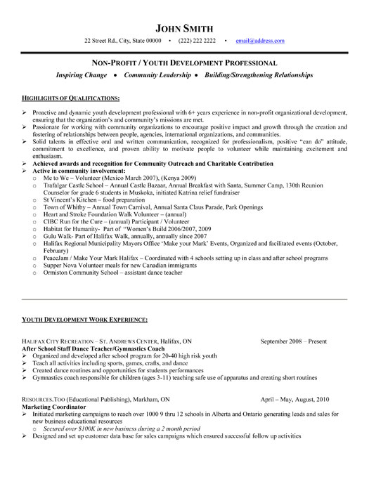 Youth Development Professional Resume Sample & Template